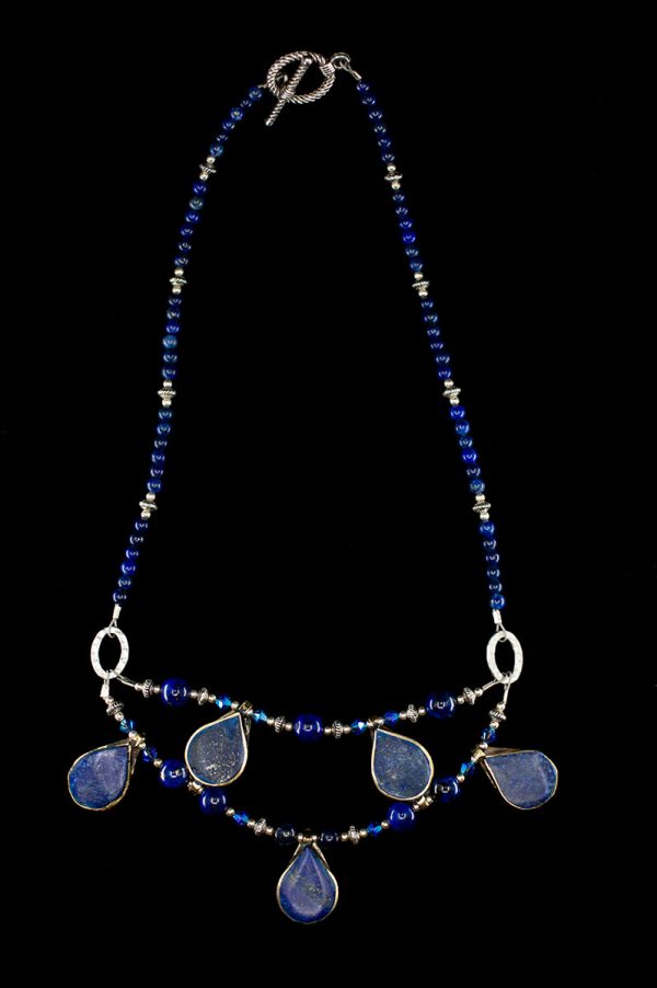 Lapis, Swarovski Crystal, and Silver necklace