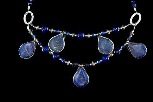 Lapis, Swarovski Crystal, and Silver necklace