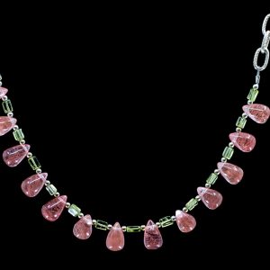 Peridot and Cherry Quartz Necklace with Chain