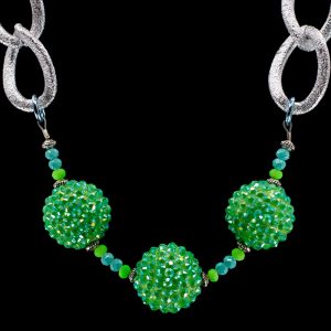 Green Sparkle Ball Necklace with Large Chain