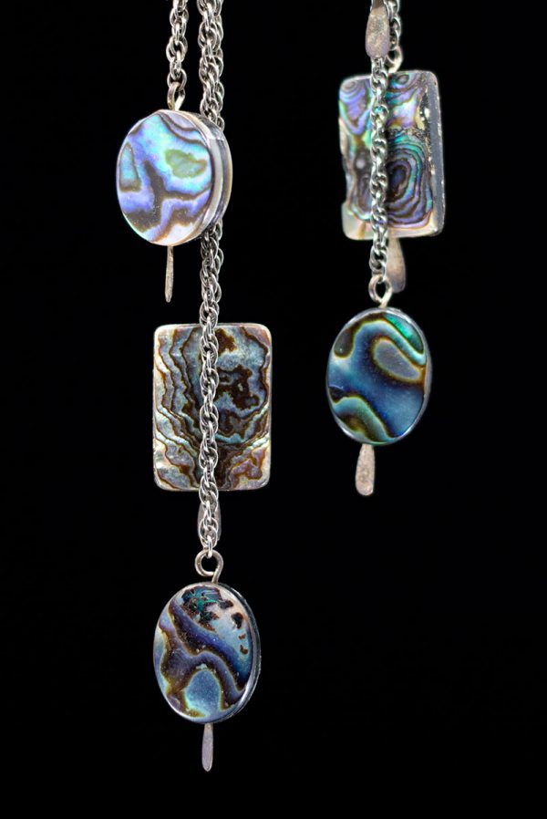 Long Abalone / Mother of Pearl Chain Earrings