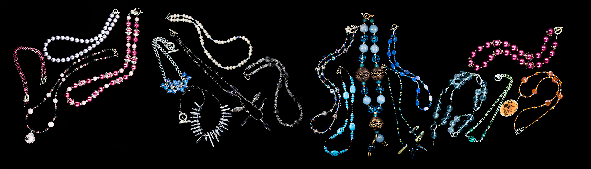 Image of many different necklaces