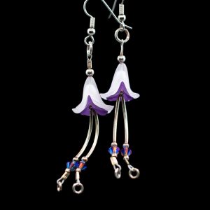 Long Purple Flower Earrings with Swarovski Crystal
