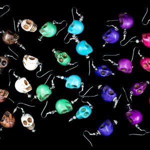 Brightly Colored Large Skull Earrings