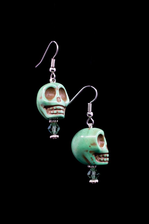 Light Green Large Skull Earrings