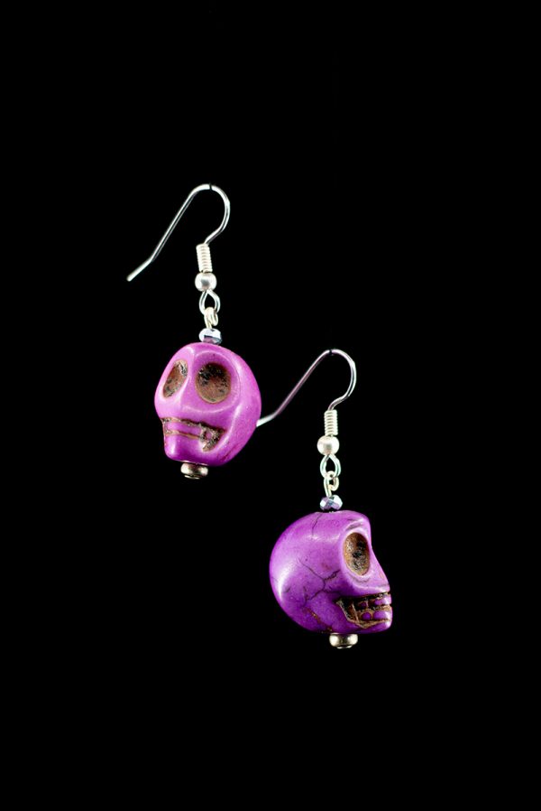 Light Purple Large Skull Earrings