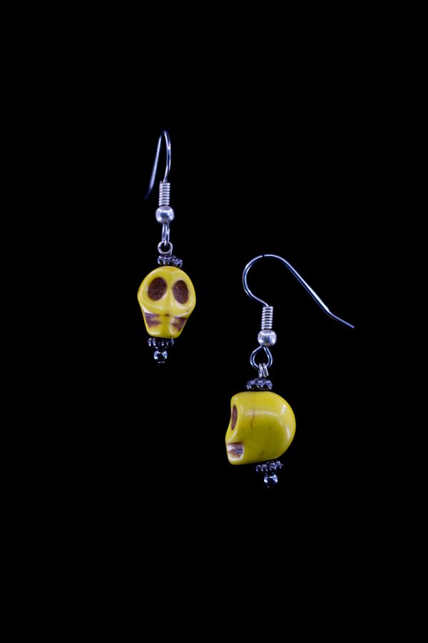 Yellow Medium Skull Earrings