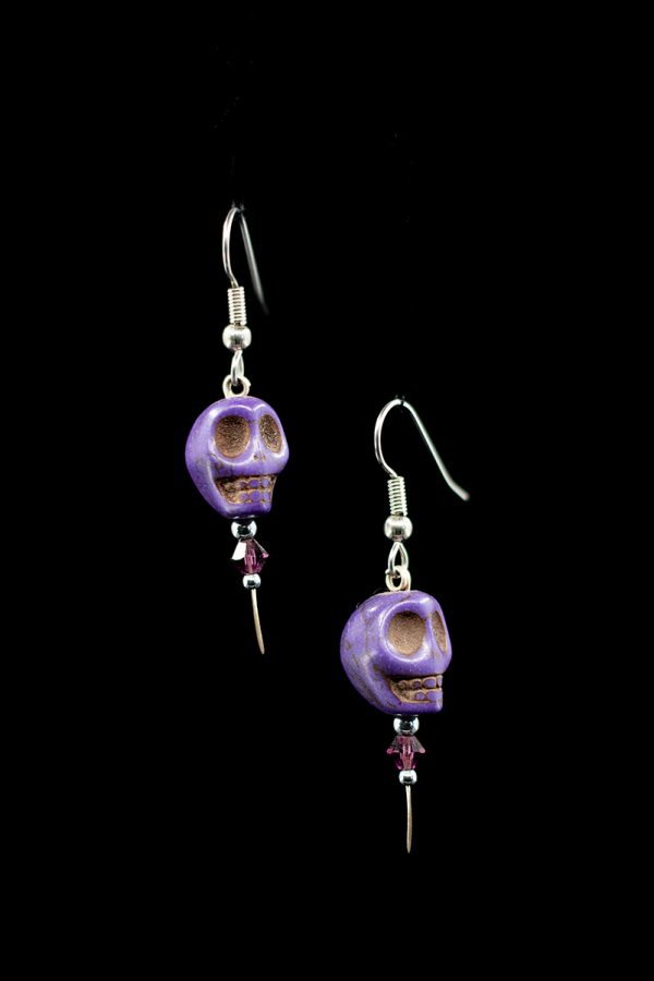 Light Purple Medium Skull Earrings