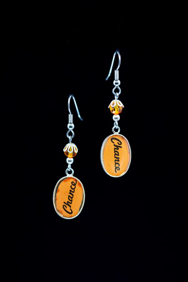 Monopoly Orange Chance Card Earrings