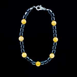 Aragonite and magnetic hematite bracelet