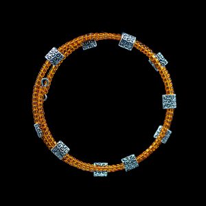 Orange Seed Bead Spiral Bracelet
