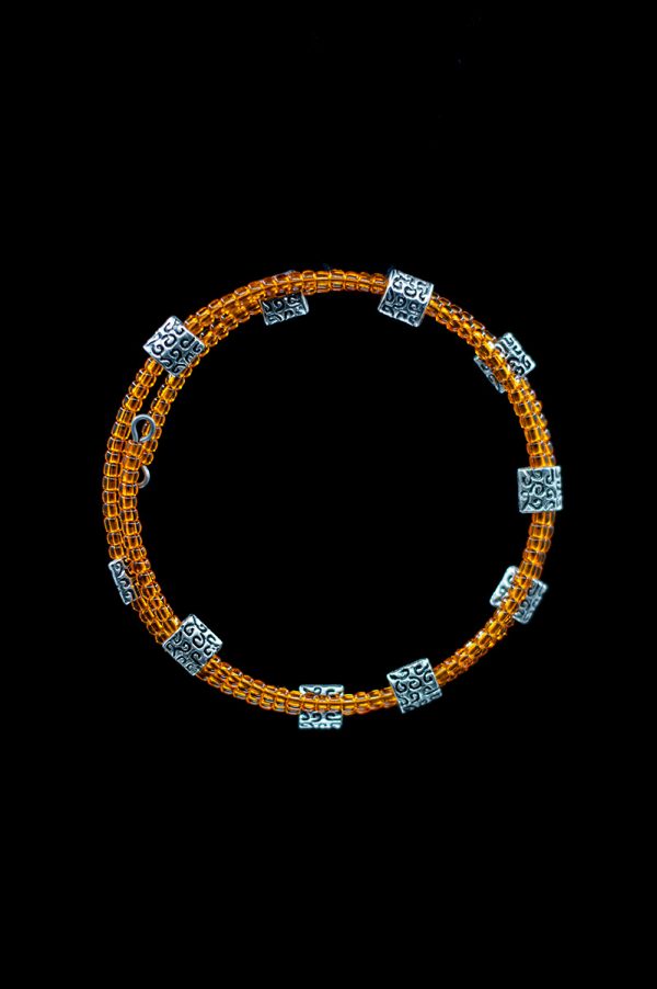 Orange Seed Bead Spiral Bracelet
