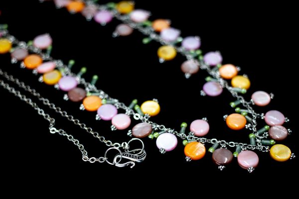 Spring Colors Mother of Pearl Long Chain Necklace